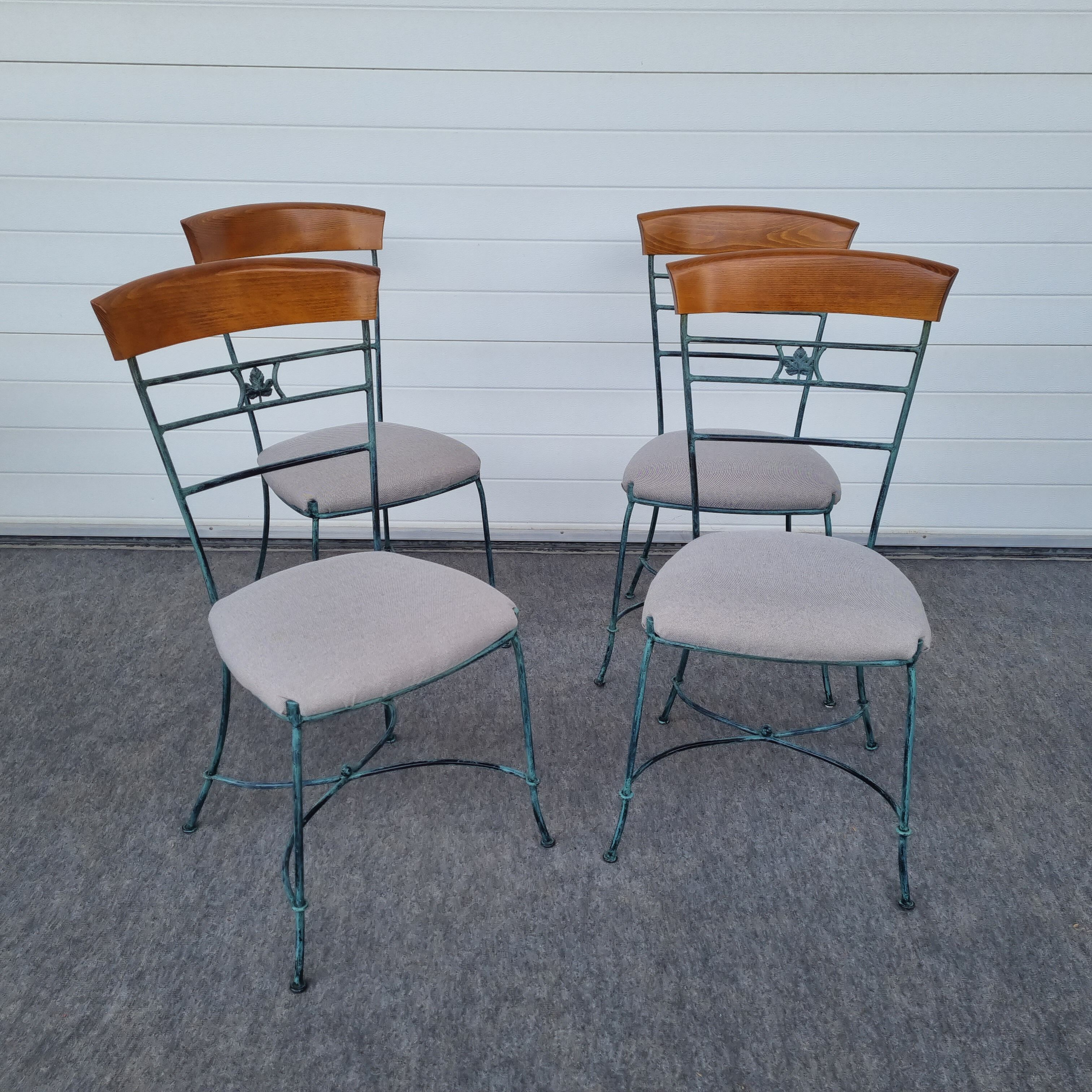 Set of 1 Table and 4 Chairs wrought iron 80s