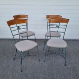 Set of 1 Table and 4 Chairs wrought iron 80s