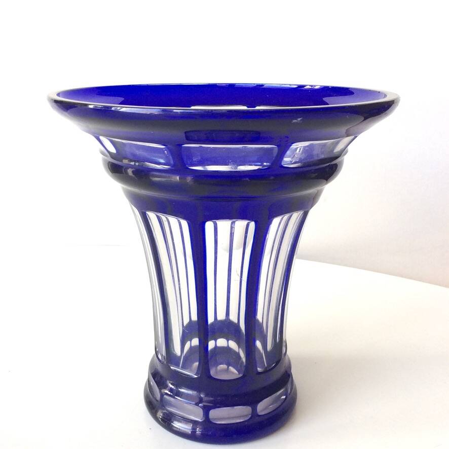 Signed Baccarat crystal overlay vase, 1940s