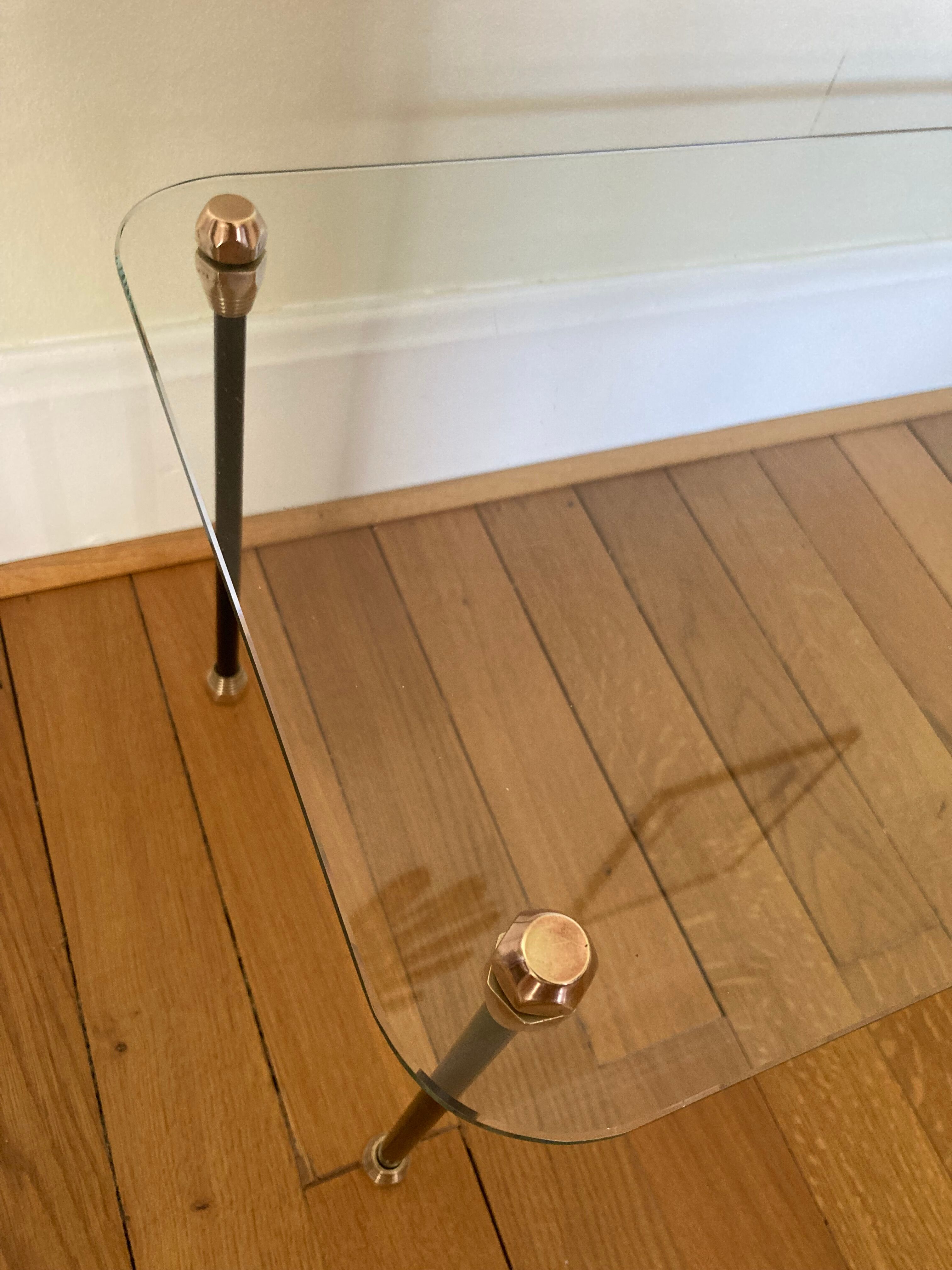 Coffee table glass and metal 50s