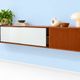 A.R.P. – Wall-mounted furniture in teak and opaline glass, 1950s