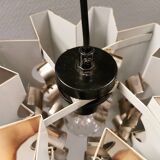 Unique hanging lamp, Danish from the 80s, in shiny metal (chrome) with mirror reflection.