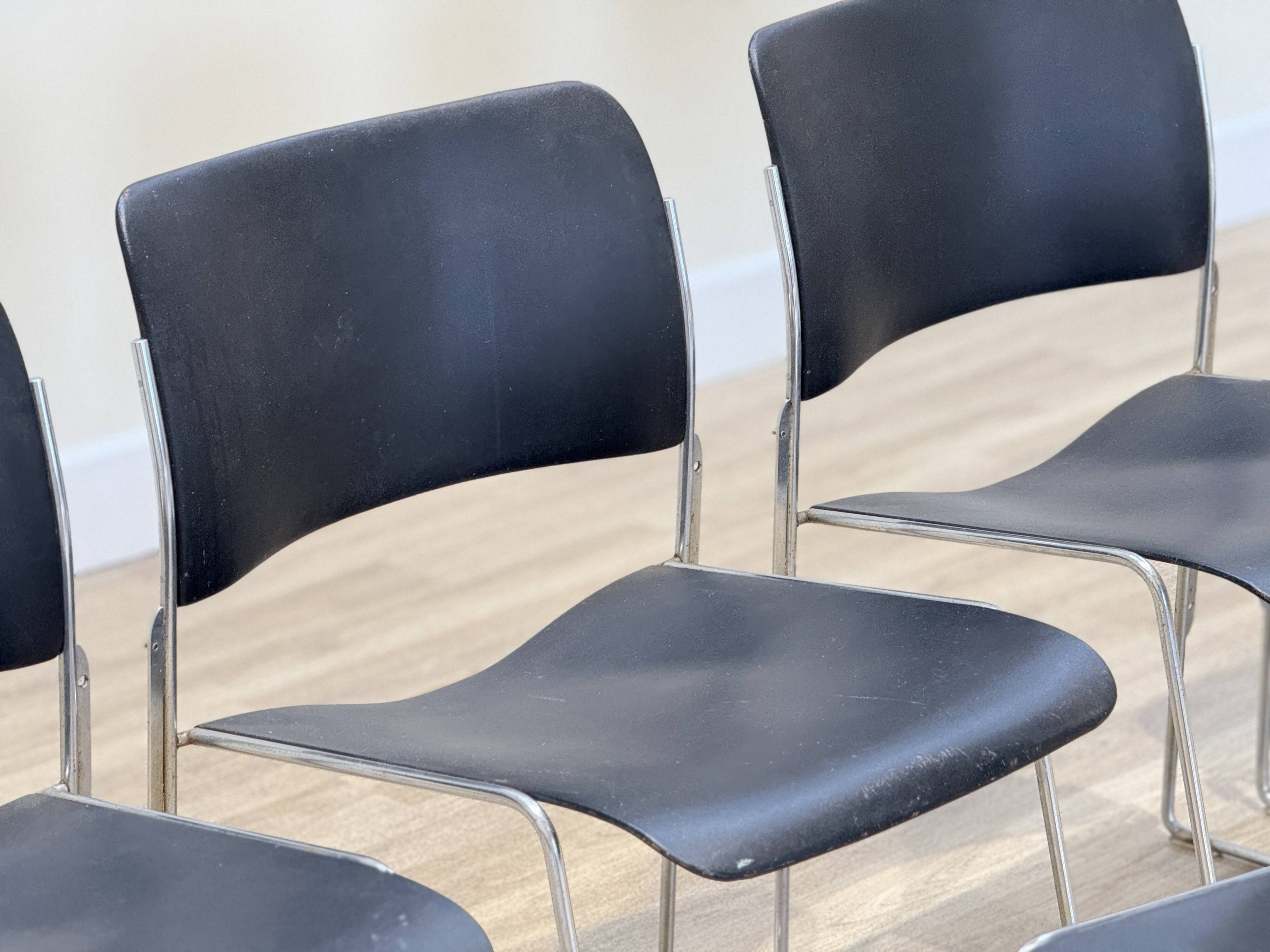 Set Of 8 Chairs By David Rowland (In Black Metal)