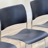 Set Of 8 Chairs By David Rowland (In Black Metal)