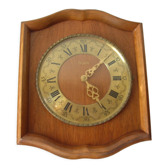 Old Wall Clock Featured Wooden Glass Brass Works Deco Vintage