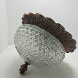 Plafonnier verre pointe de diamant et laiton 70's