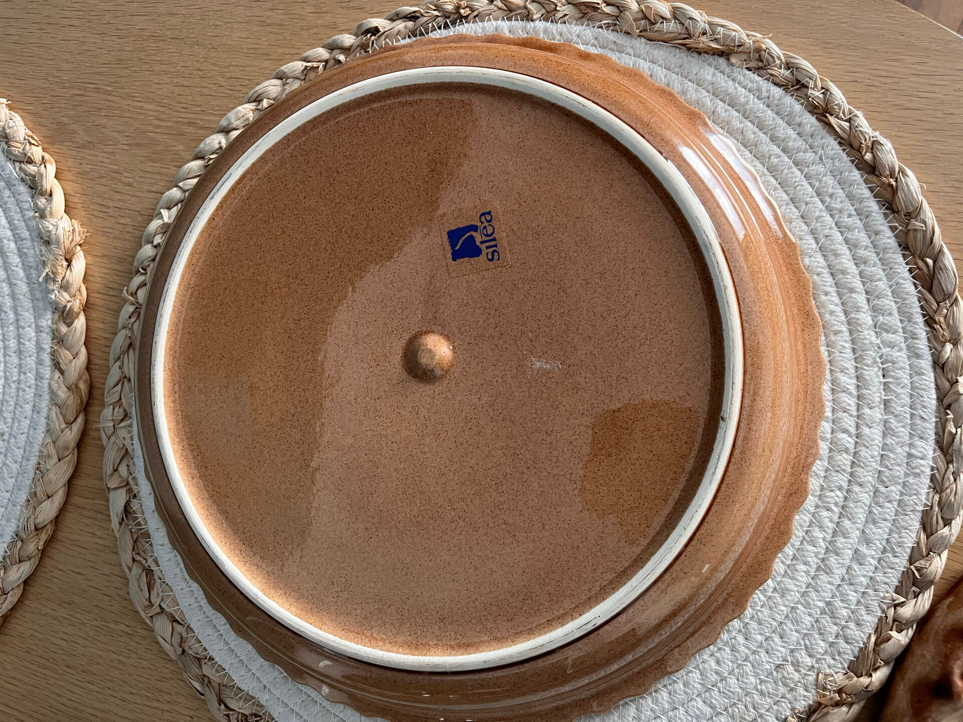 Vintage pie dish in barbotine apple pie Silea