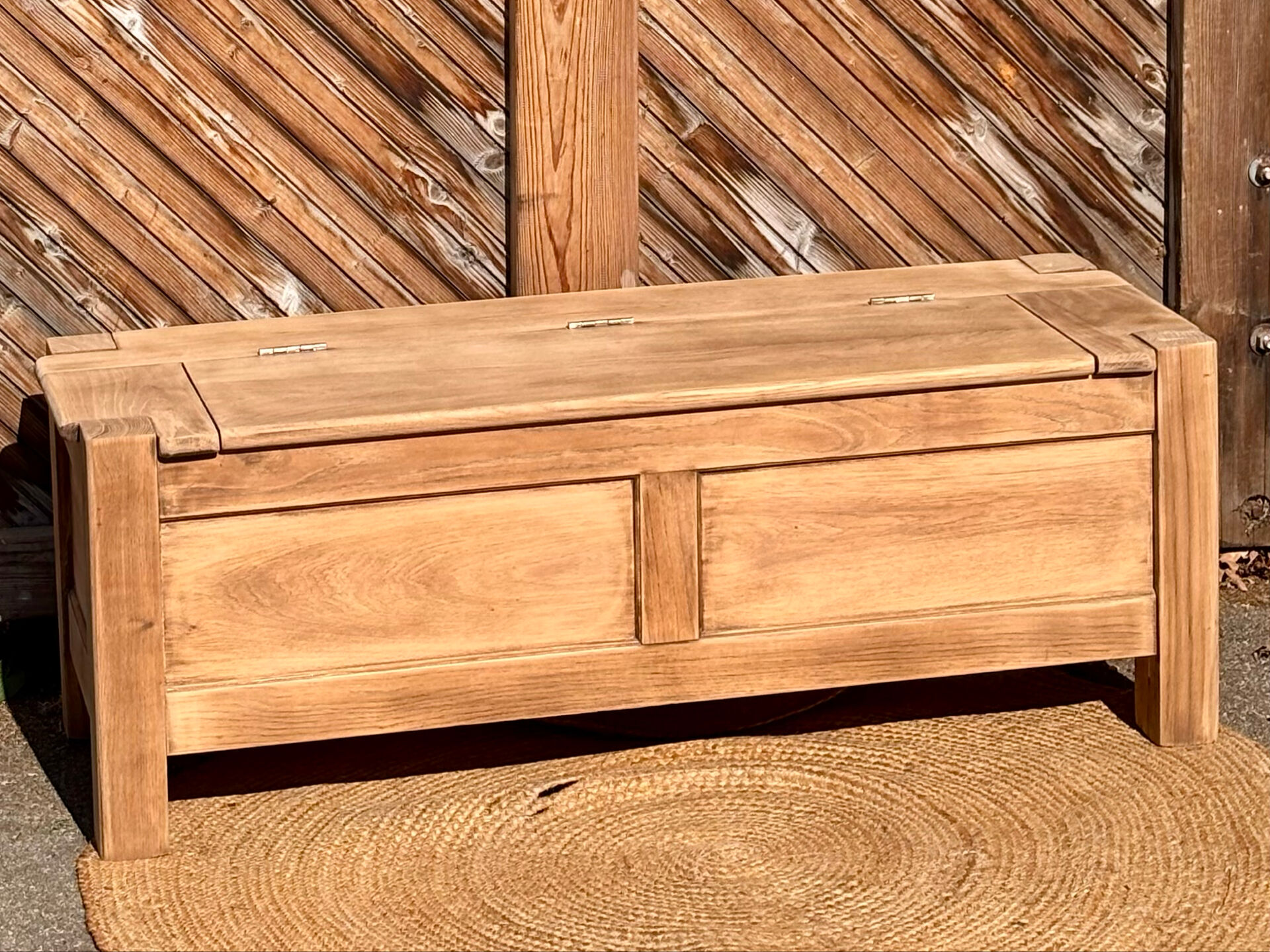 Antique solid oak chest bank