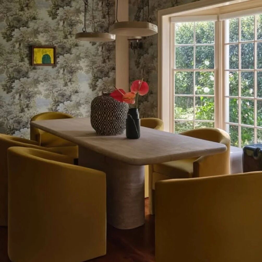 Large Thick Rectangle Travertine Dining Table by My Habitat Design