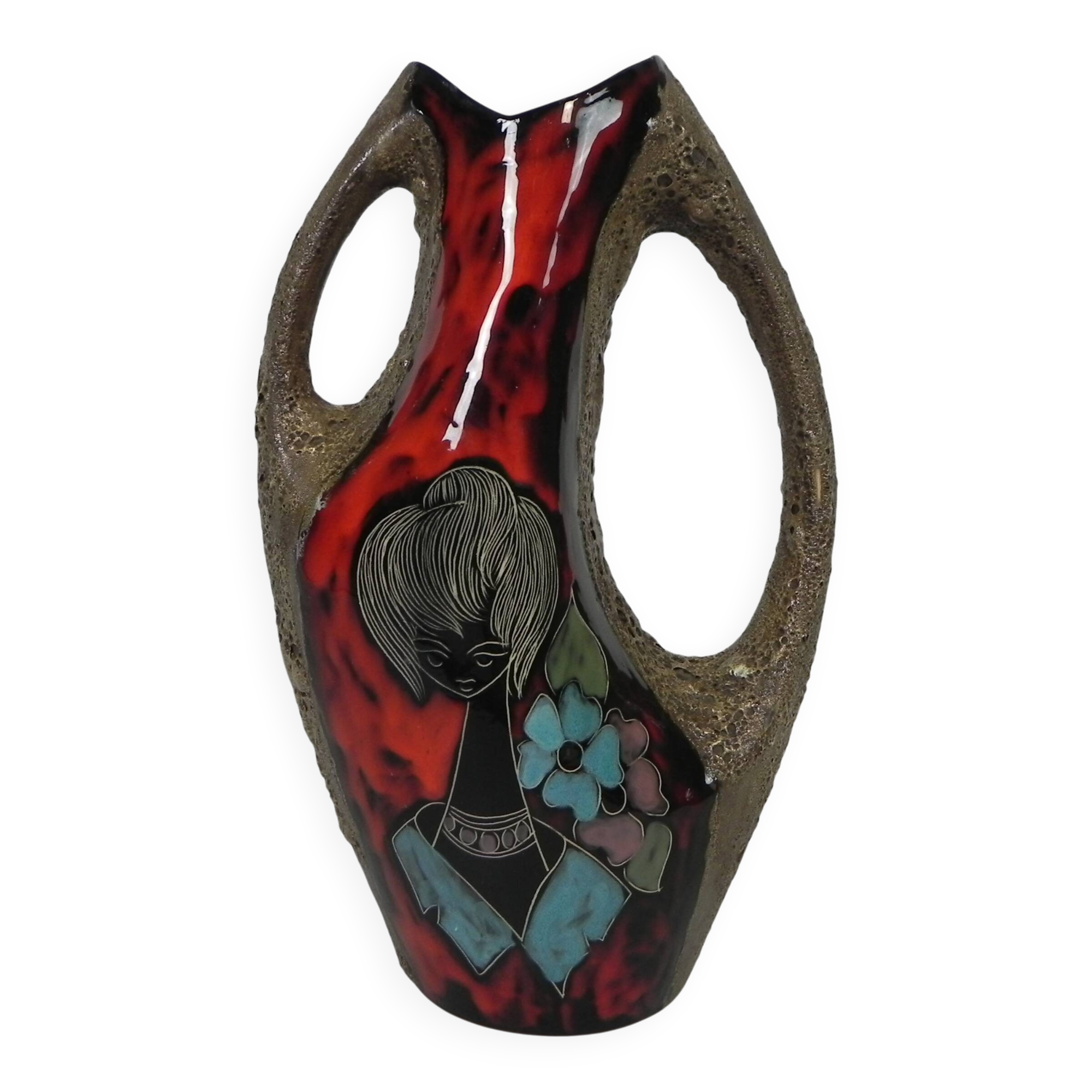 Vallauris Fat Lava Vase, 1950s