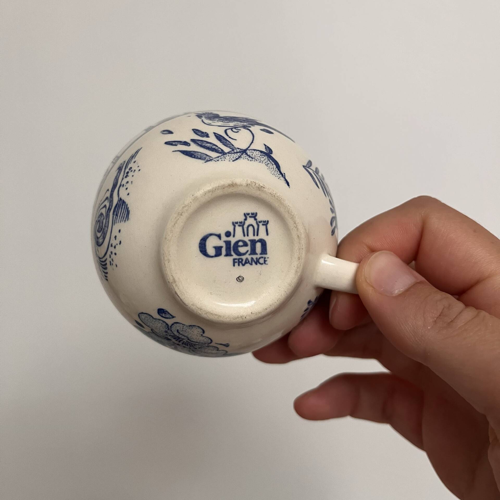 4 tasses à café Gien Oiseau Bleu