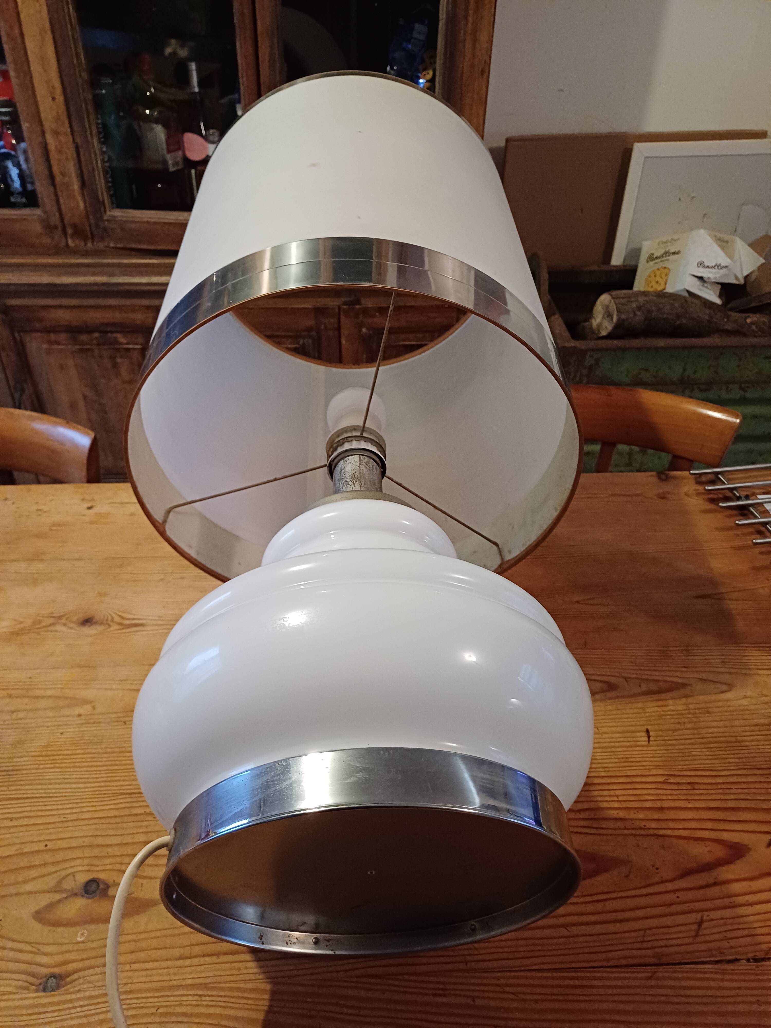 Vintage 1970s White Opaline Lamp