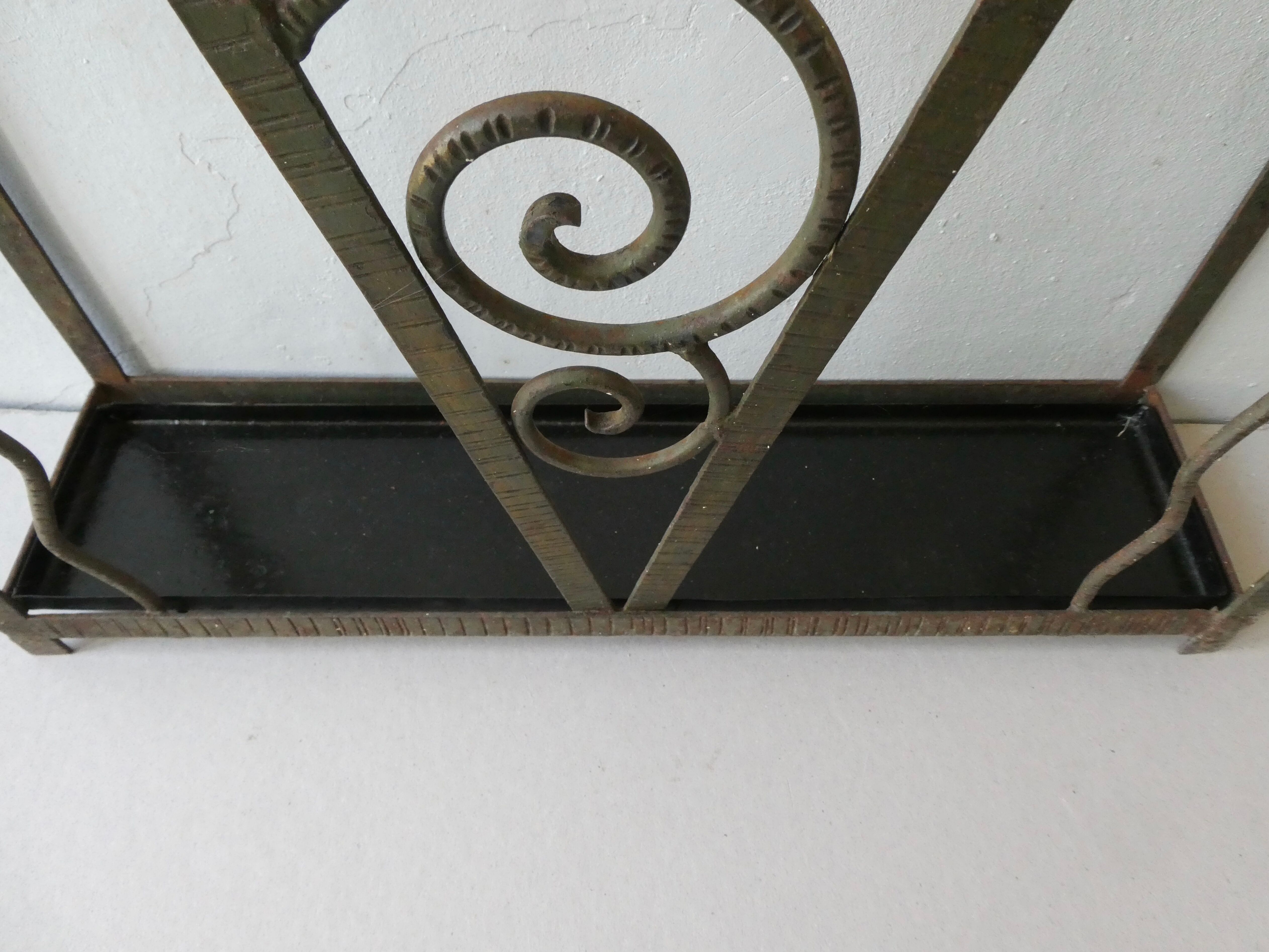Hammered metal umbrella holder, Art Deco