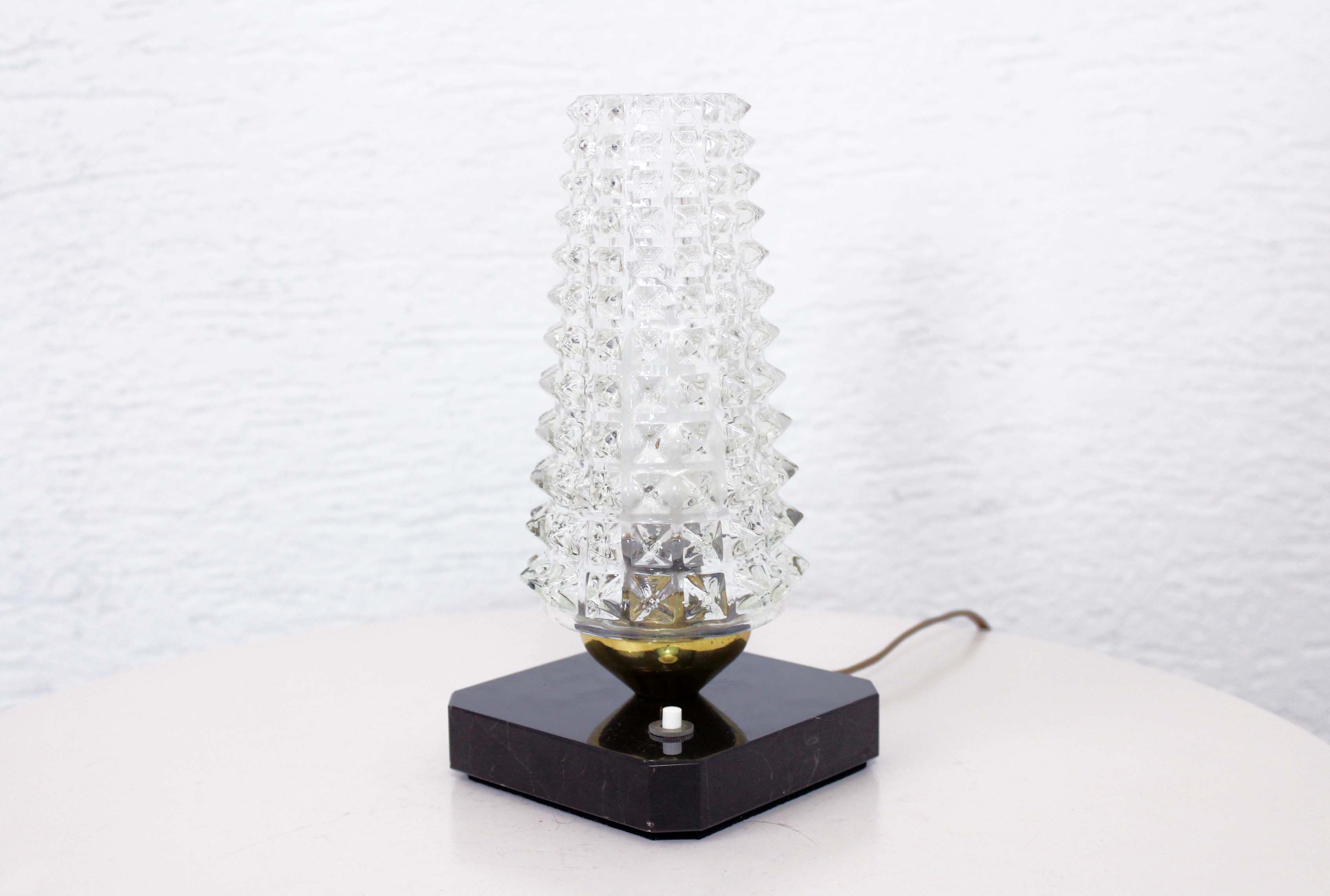 Beautiful art deco table lamp in glass and marble