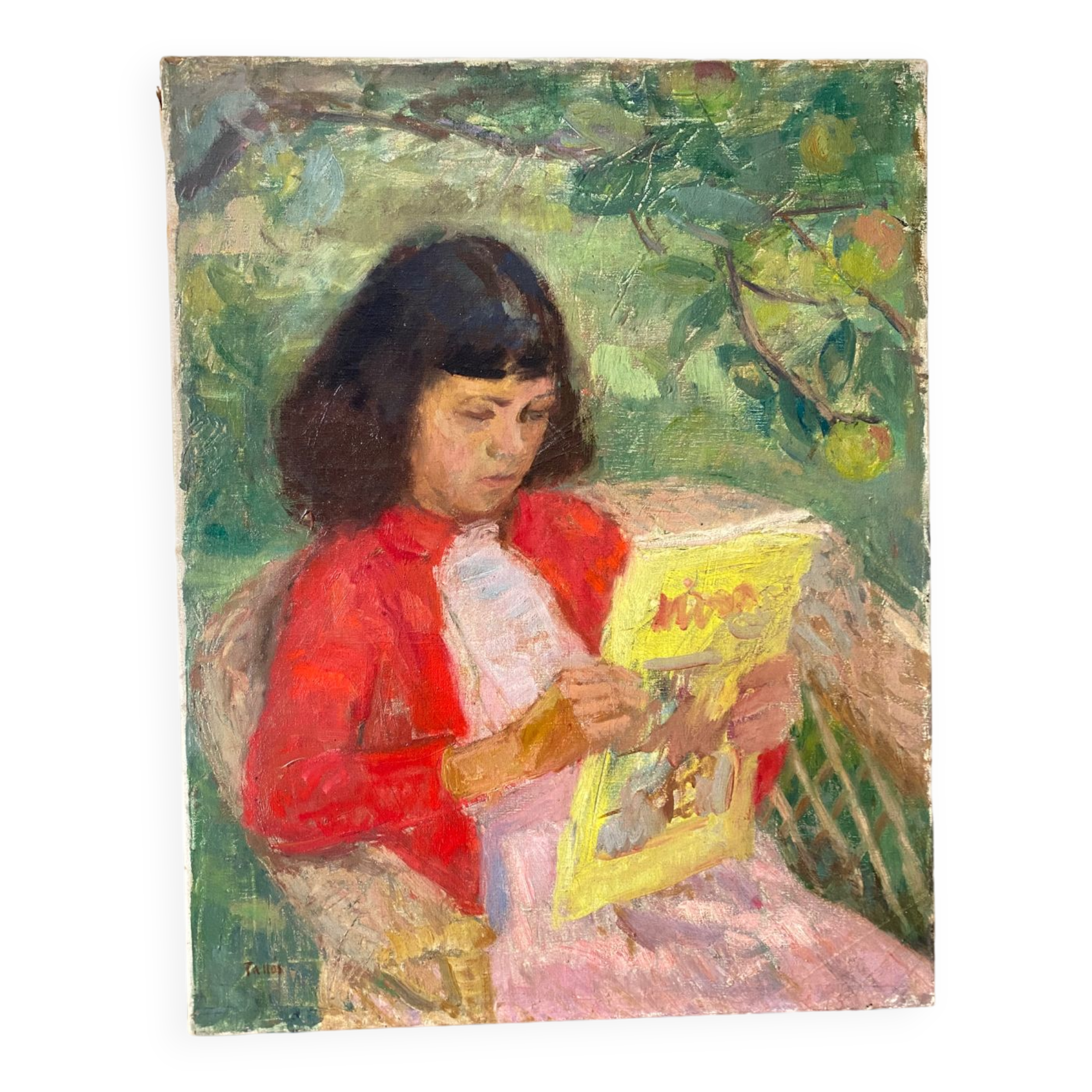 Portrait of a young girl signed Tallos