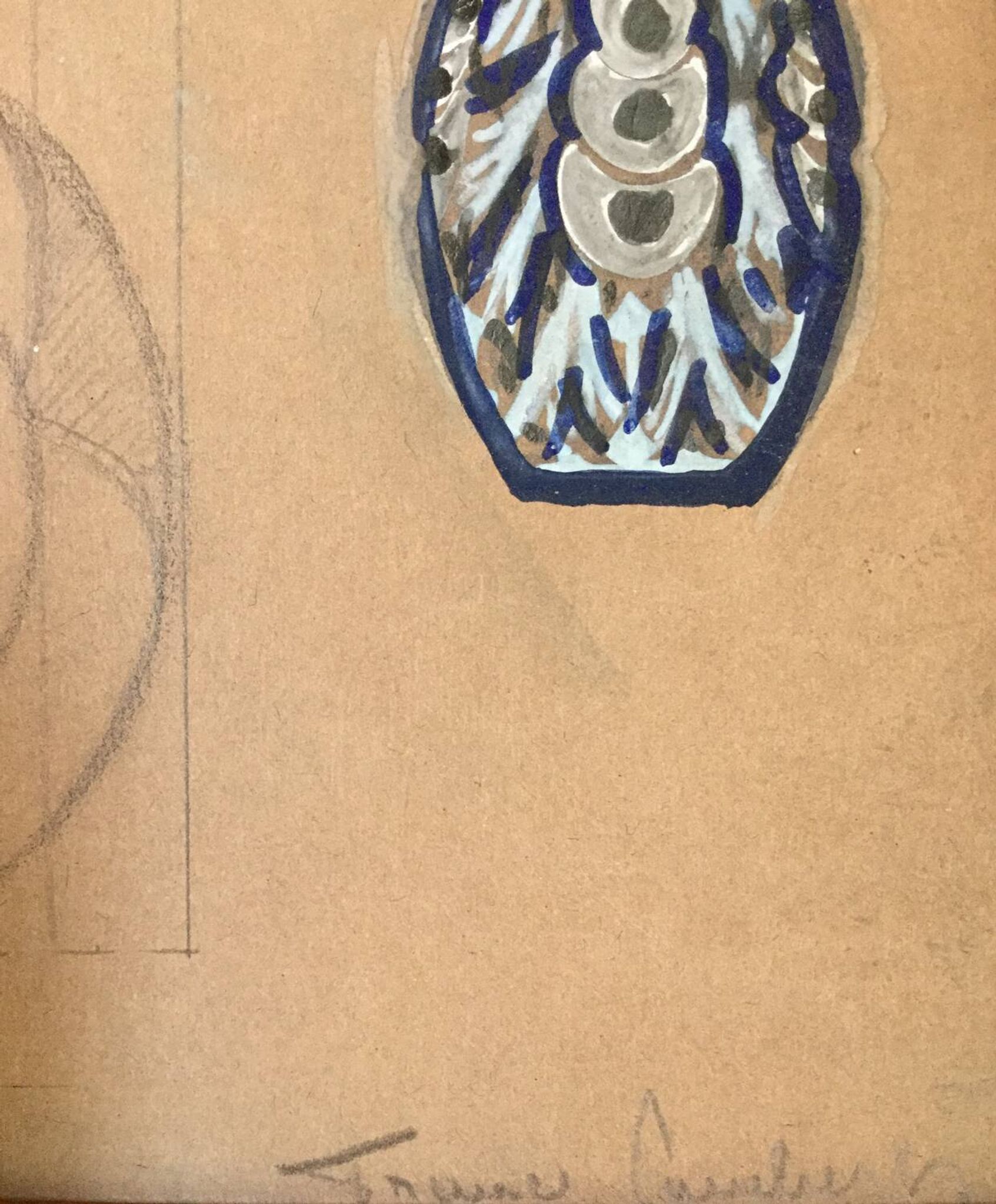 France LAMBERT 1902-1981.Gouache.Projet de vase Art Déco,vers 1925
