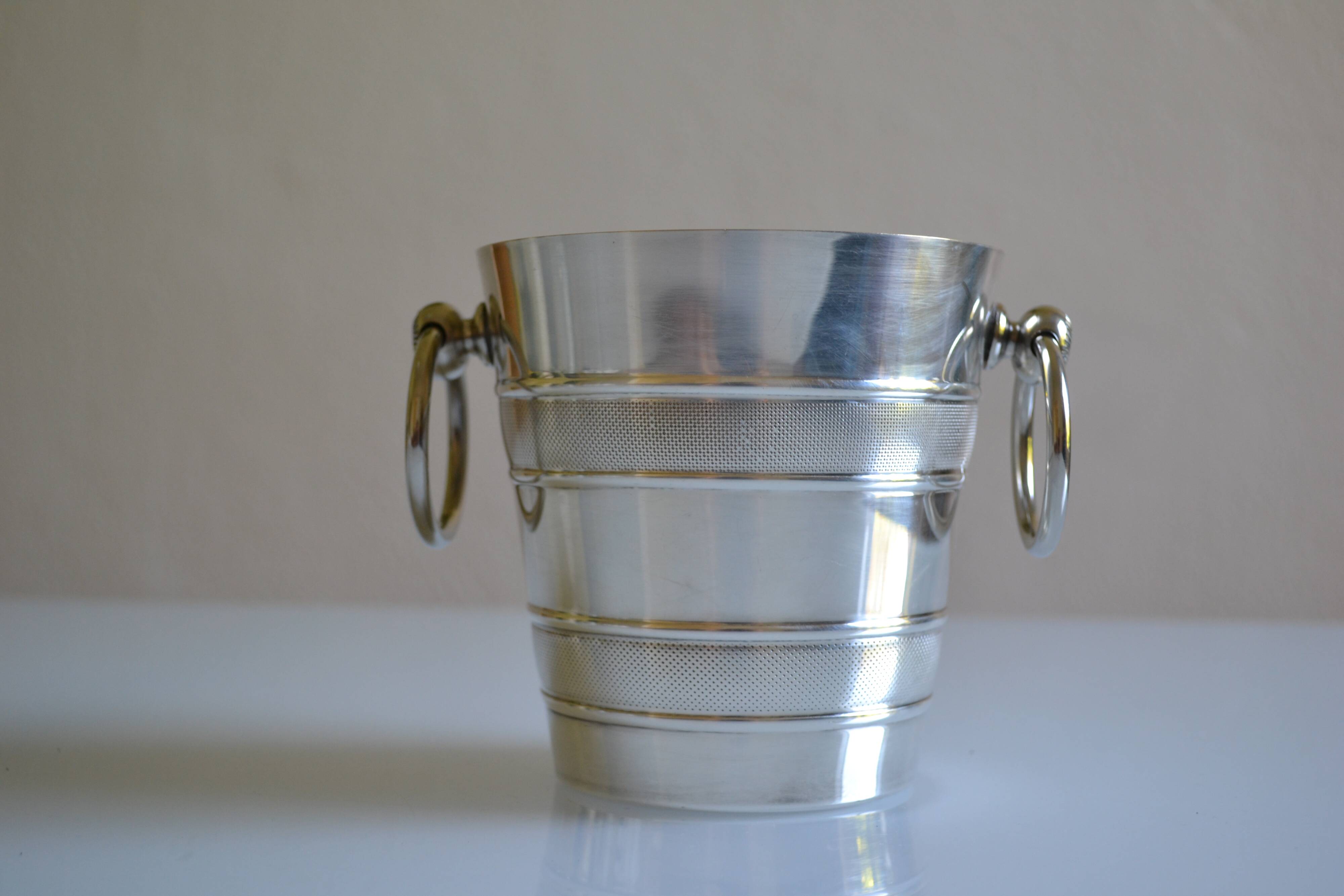 Vintage silver metal ice bucket