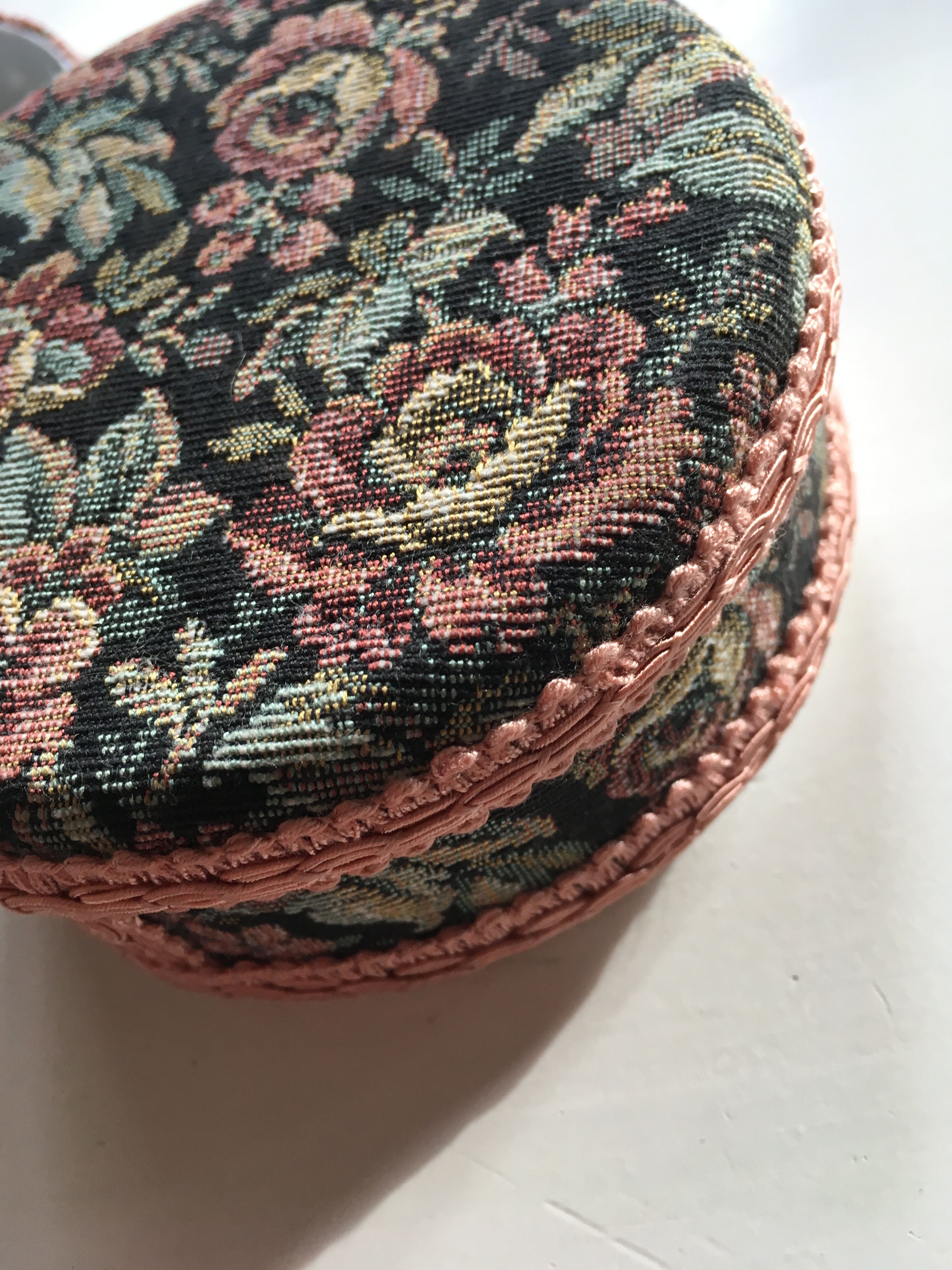 Jewelry box decorated with floral fabric