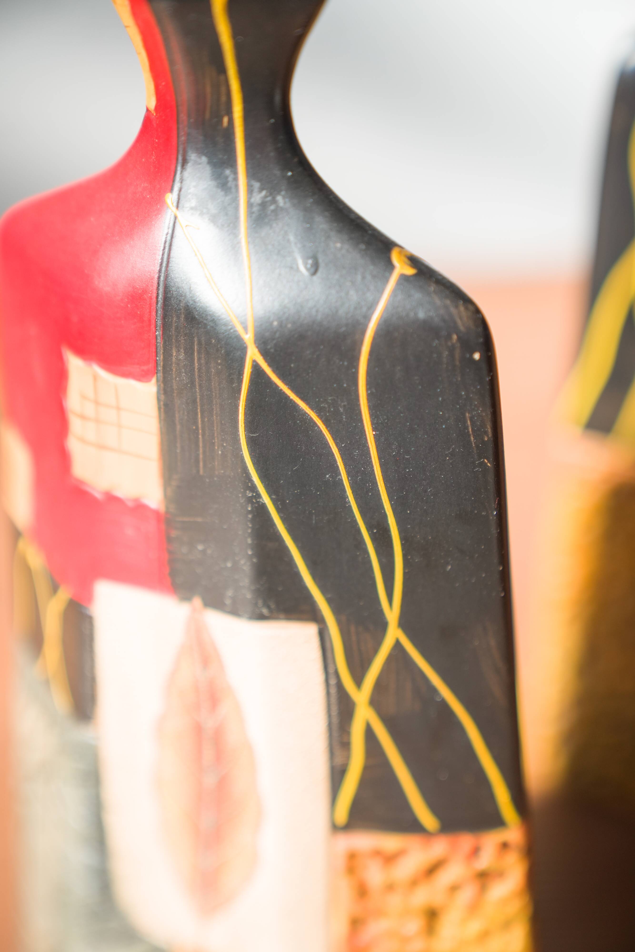 Pair of 1980s-90s Terracotta Vases – Geometric and Textured Design