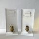 Pair of gold metal and frosted glass sconces