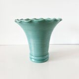 Vintage ceramic ribbed corolla vase