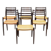 Set of six mahogany chairs, Danish design, 1960s, designer: Niels Otto Møll