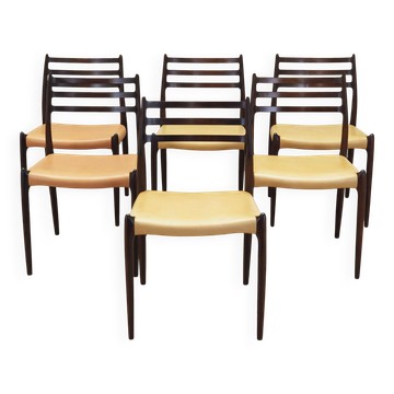 Set of six mahogany chairs, Danish design, 1960s, designer: Niels Otto Møll