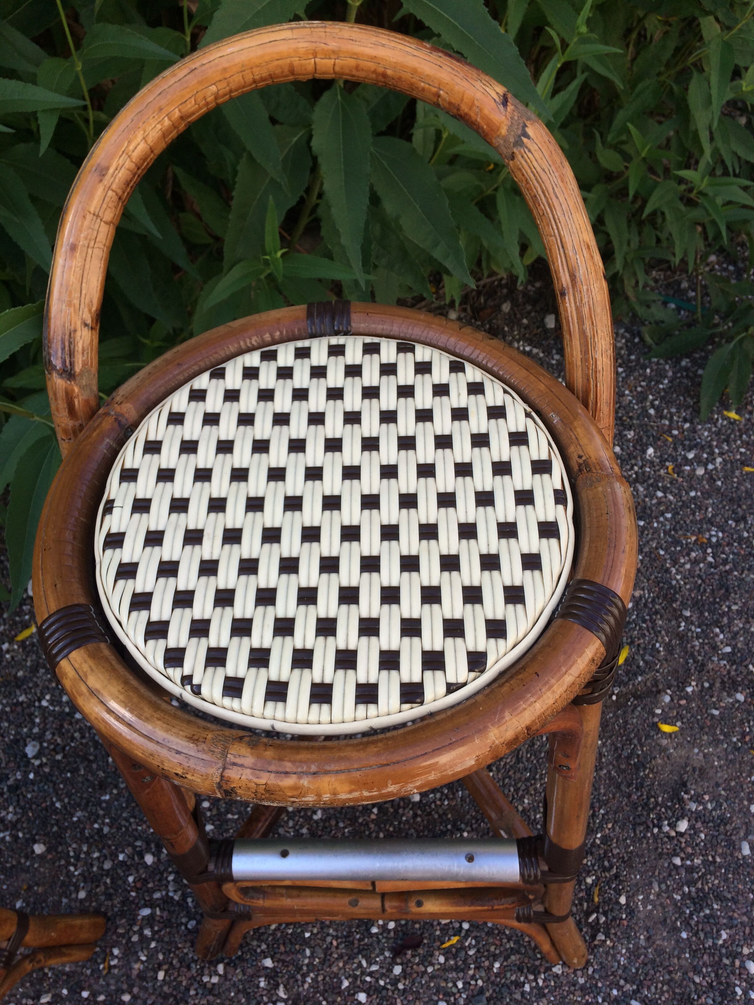 Bamboo and rattan bar stool