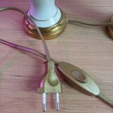 Pair of mid-century porcelain brass bedside lamps, 50s/60s