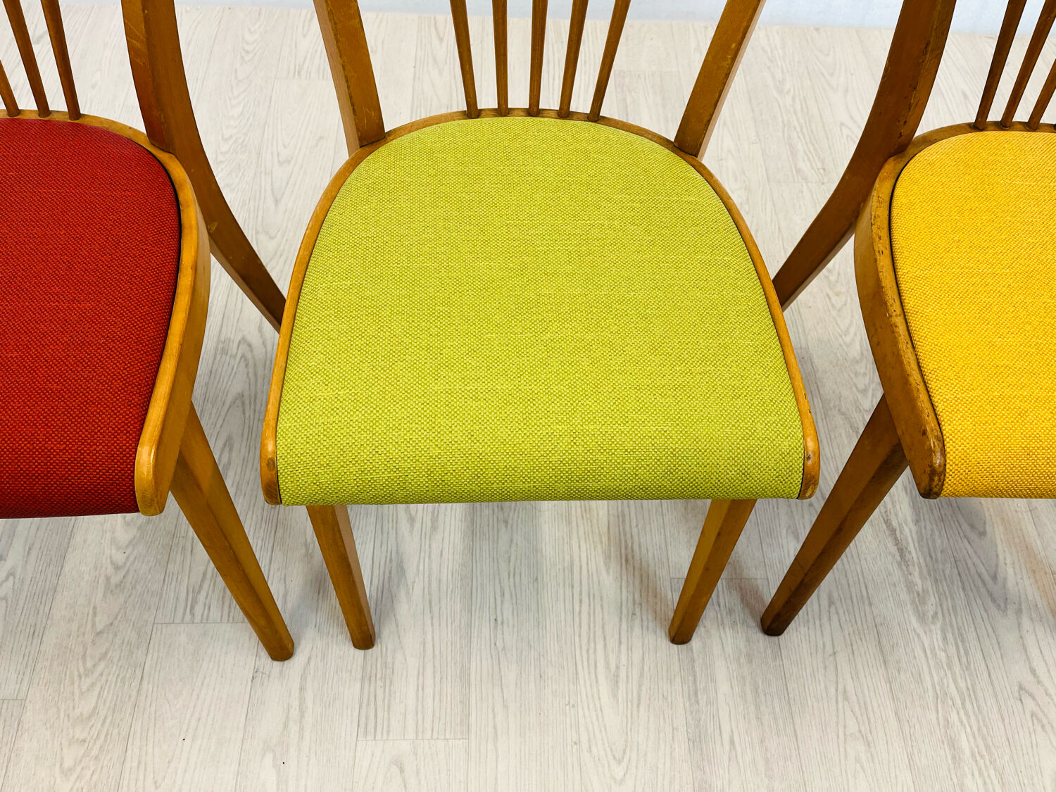 Four colourful chairs