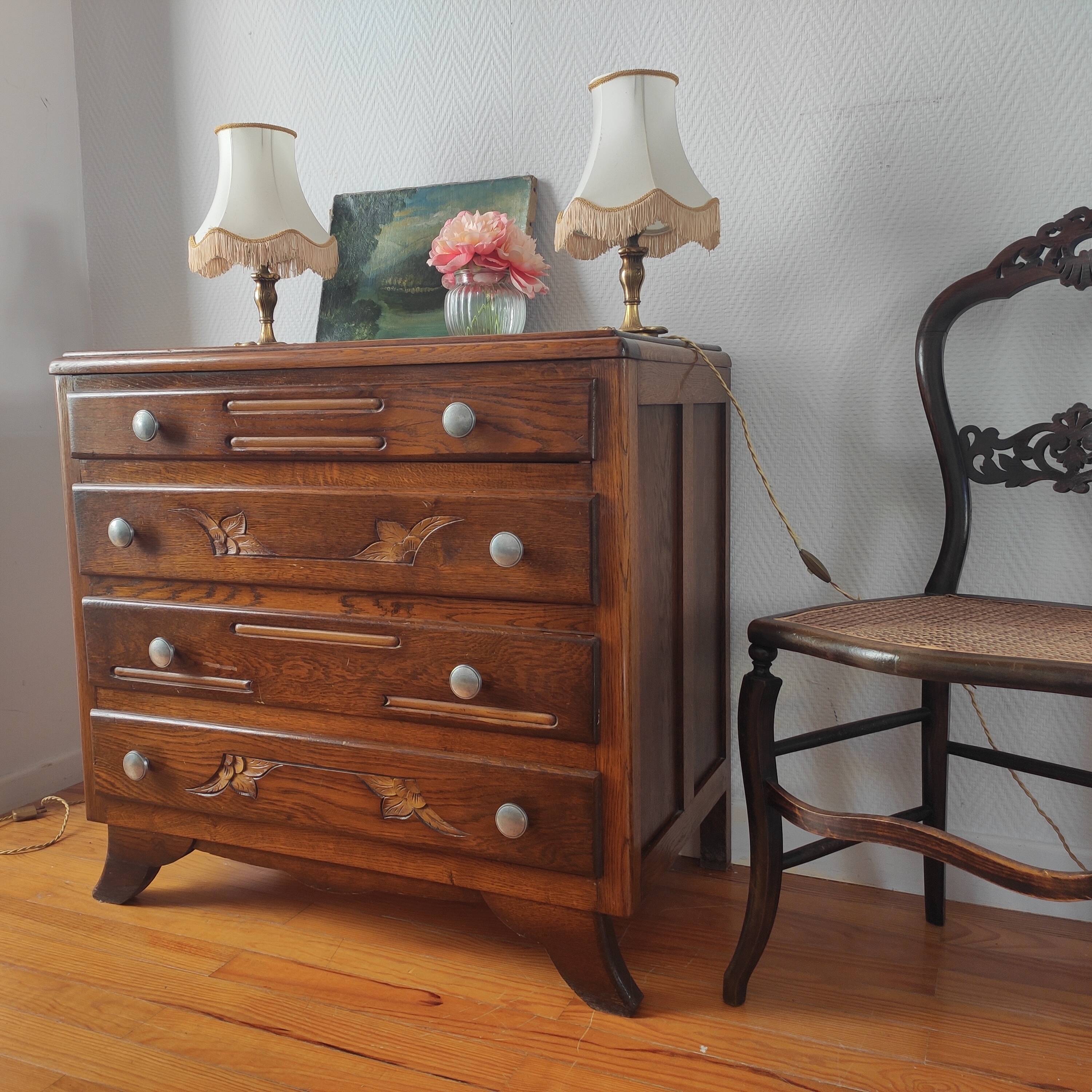 Commode Art déco 1940 en chêne