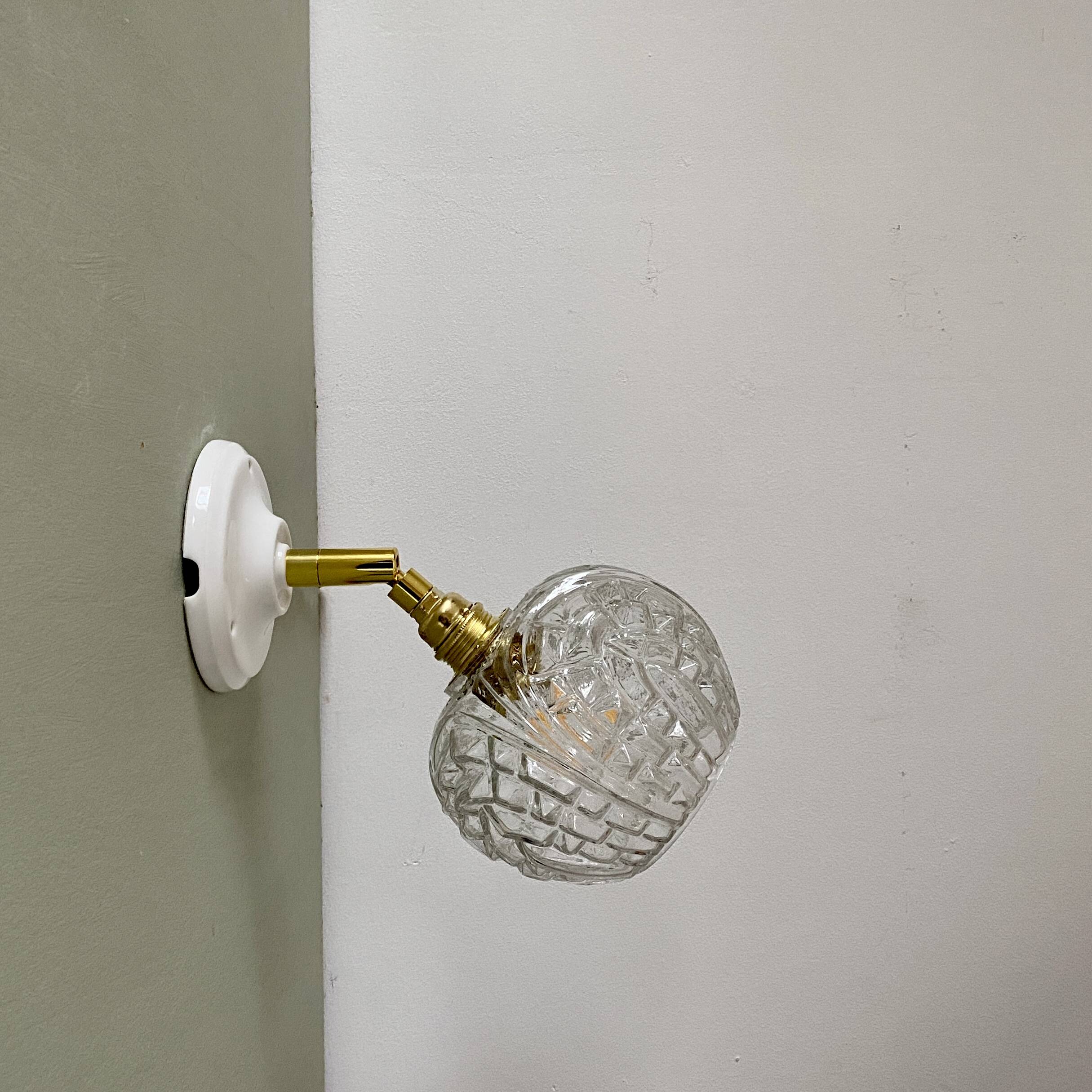 Vintage moulded glass globe wall light