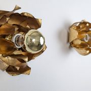 Pair of floral gilt metal wall sconces, Hans Kögl, 1970s