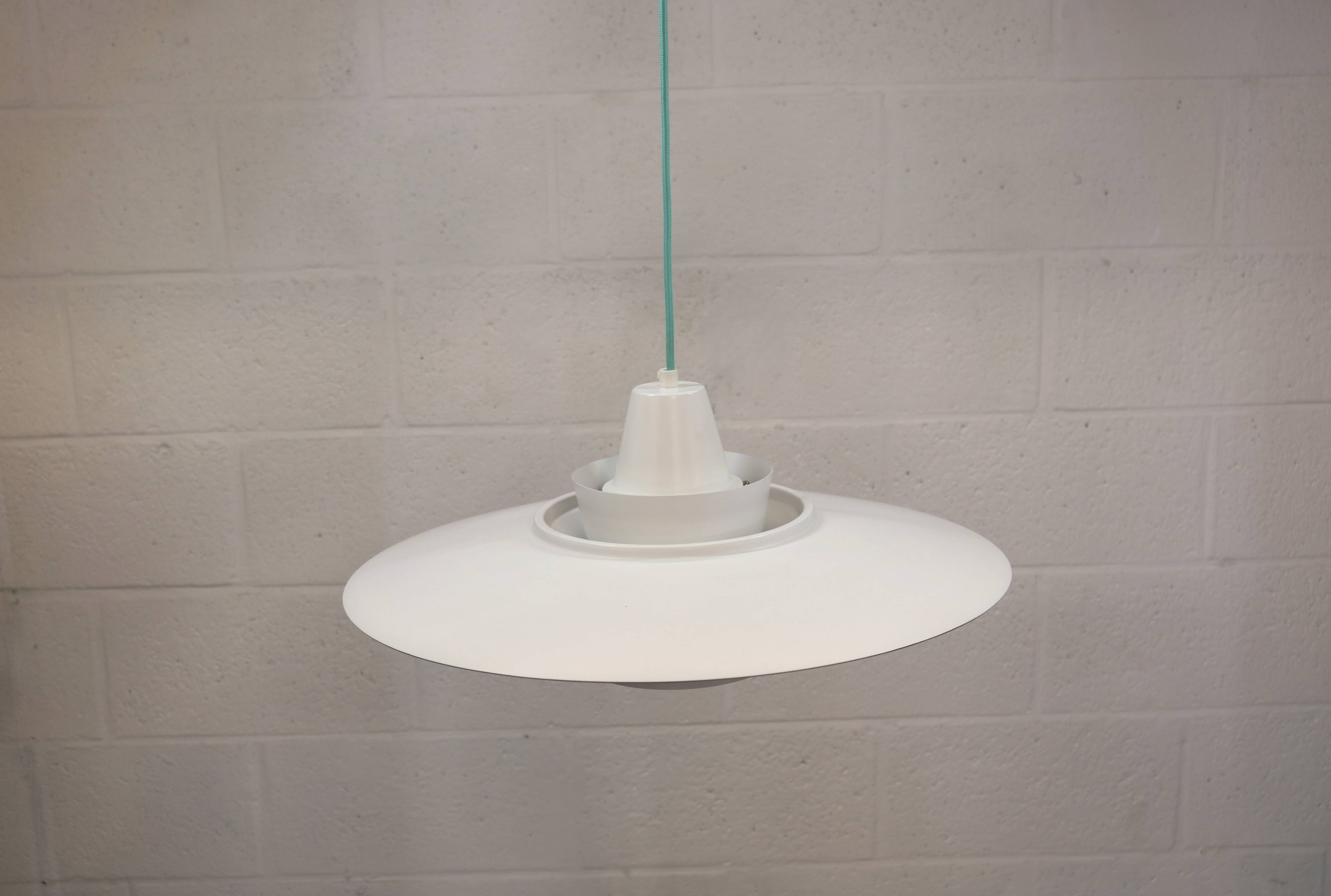 Vintage David Mogensen White Pendant Lamp, Super Light A/S, Danish Mid-Cent