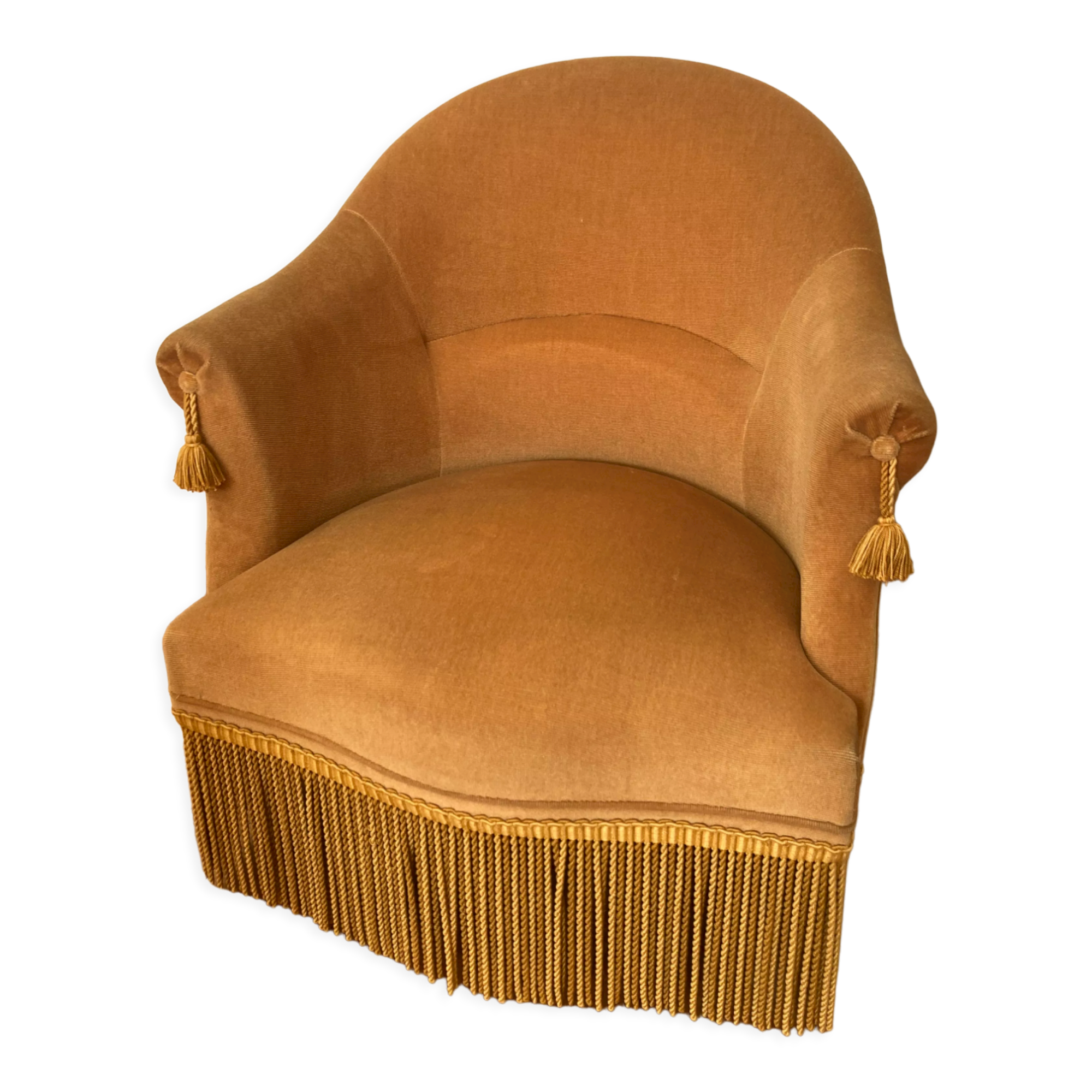 Mustard velvet toad armchair