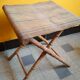 Faux bamboo folding stool and rustic striped canvas