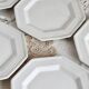 6 Vintage Octagonal Beaded Flat Dessert Plates - Johnson Brothers