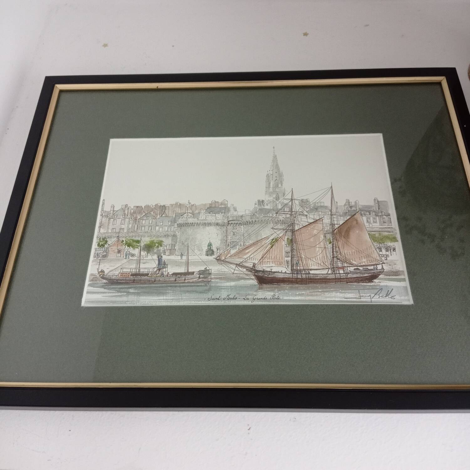 Aquarelle marine signée