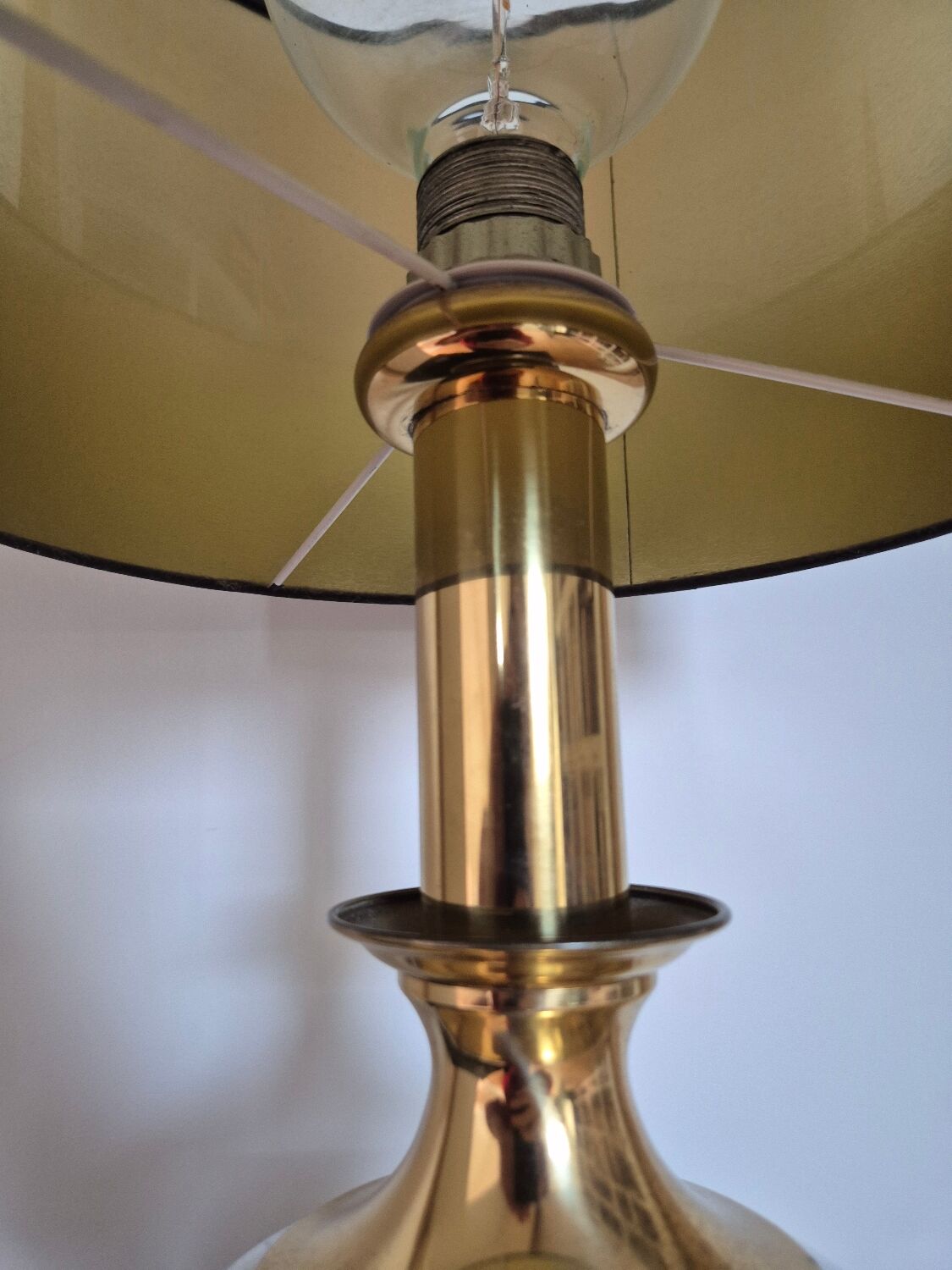 Vintage Art Deco lamp, brass and glass,