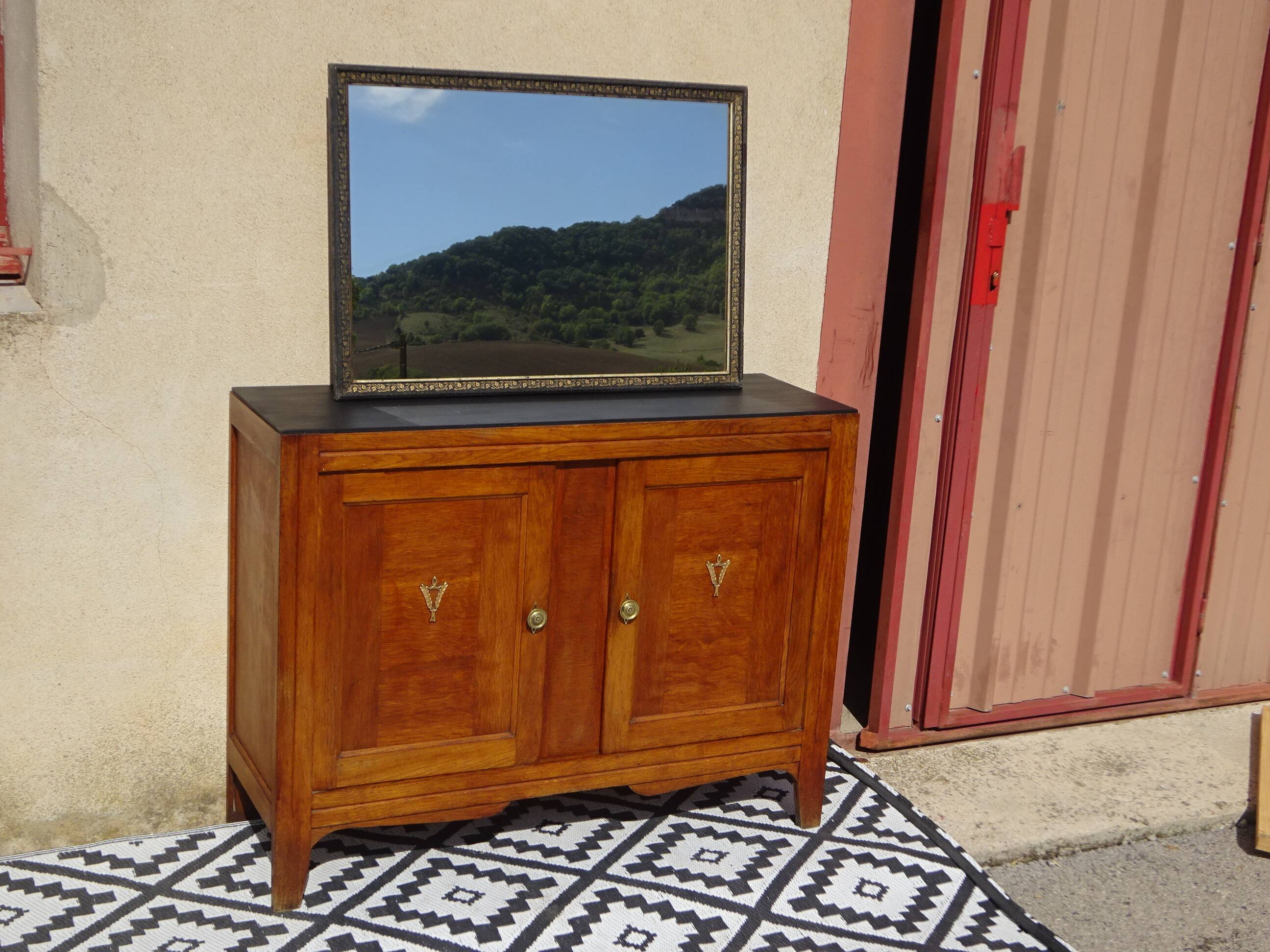 Black and gold mirror, vine leaves 63x88cm
