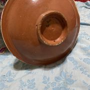 Moroccan dish in handcrafted sculpted ceramic, blue geometric patterns and