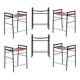 Set of 6 contemporary brown saddle bar stools.