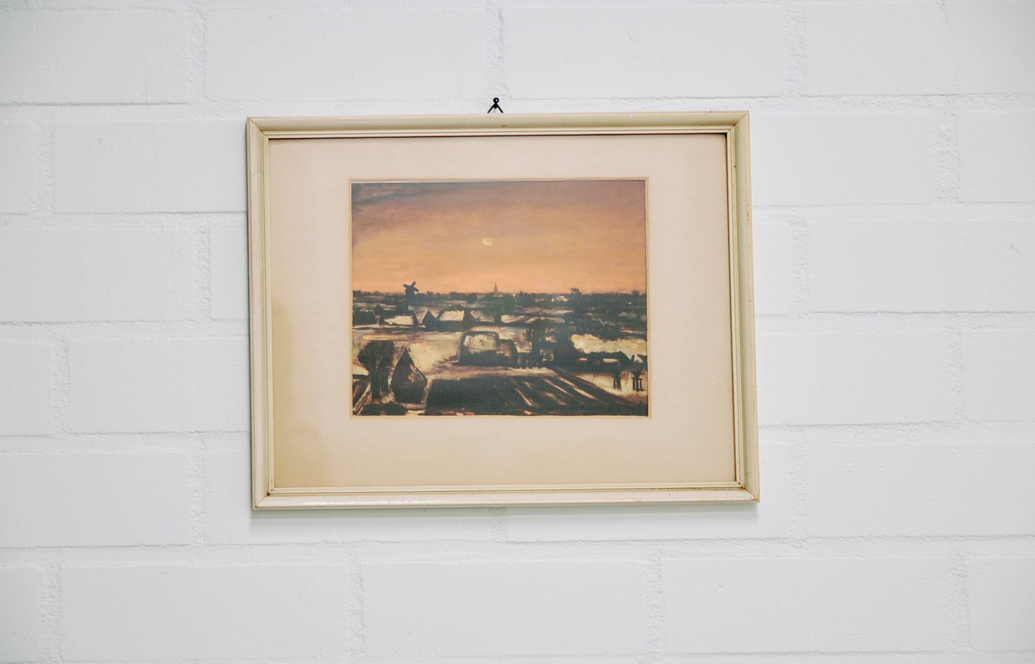 vintage white framed landscape orange sky