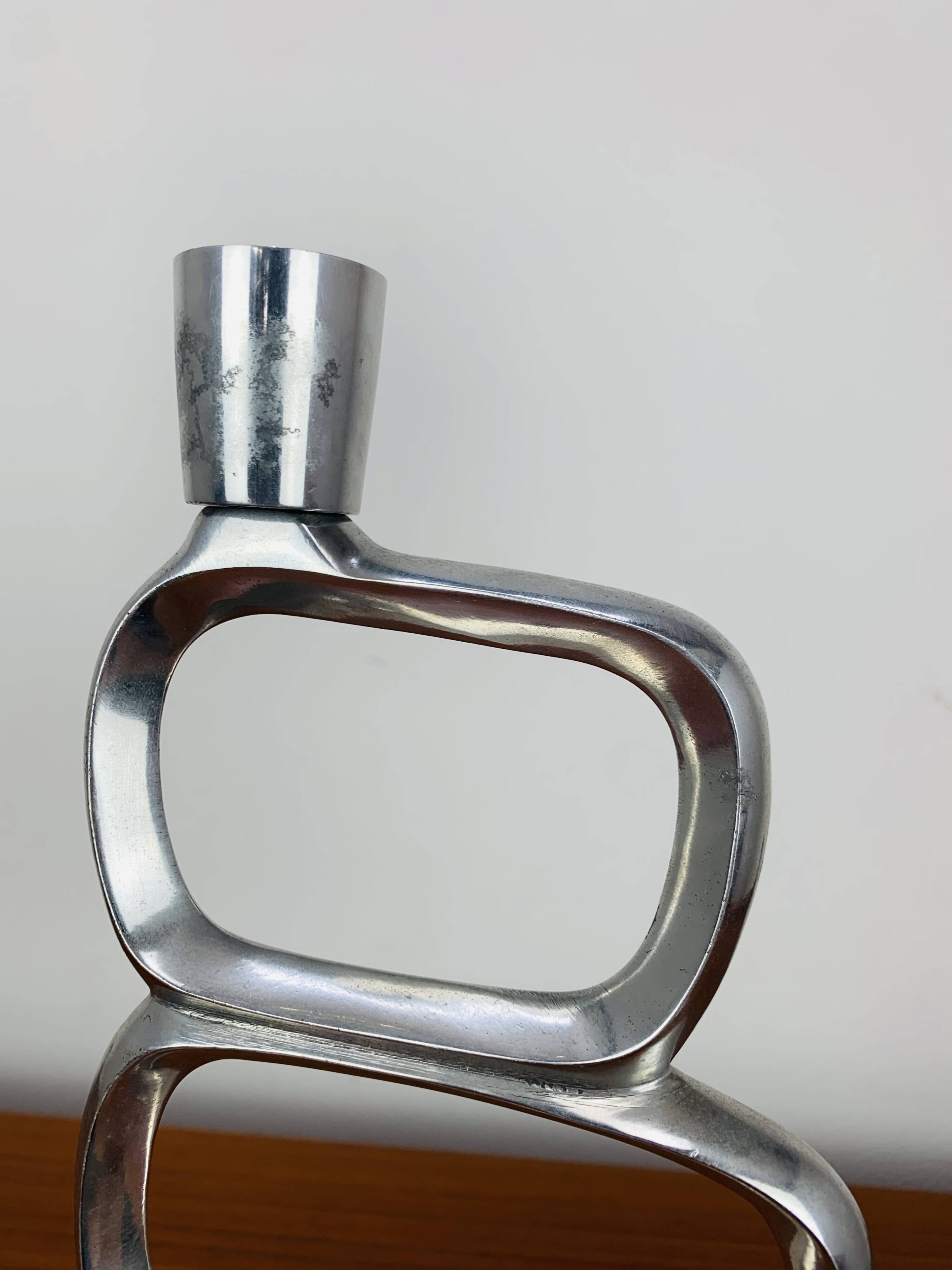 Matthew Hilton style aluminum circle candle holder, vintage design