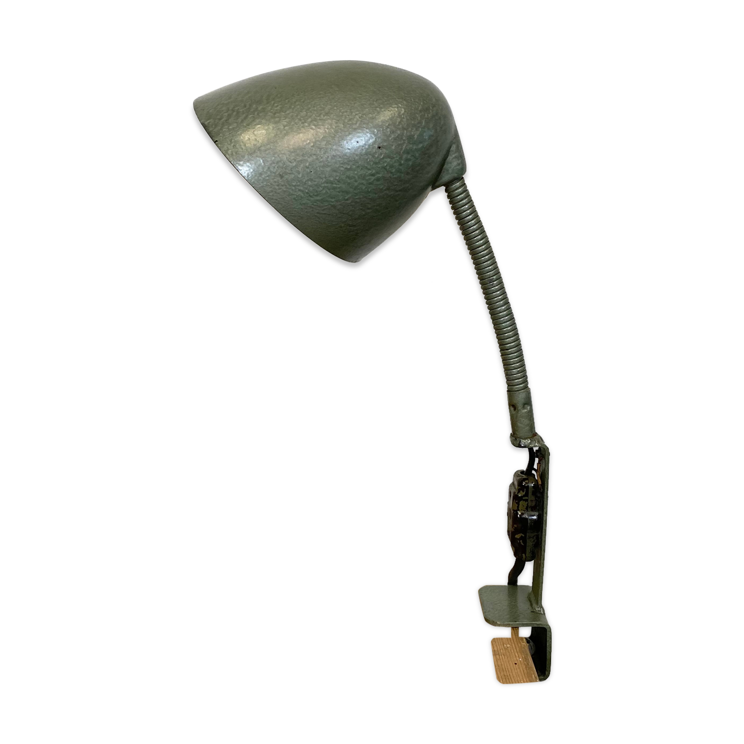 Green Industrial Bakelite Gooseneck Table Lamp, 1960s