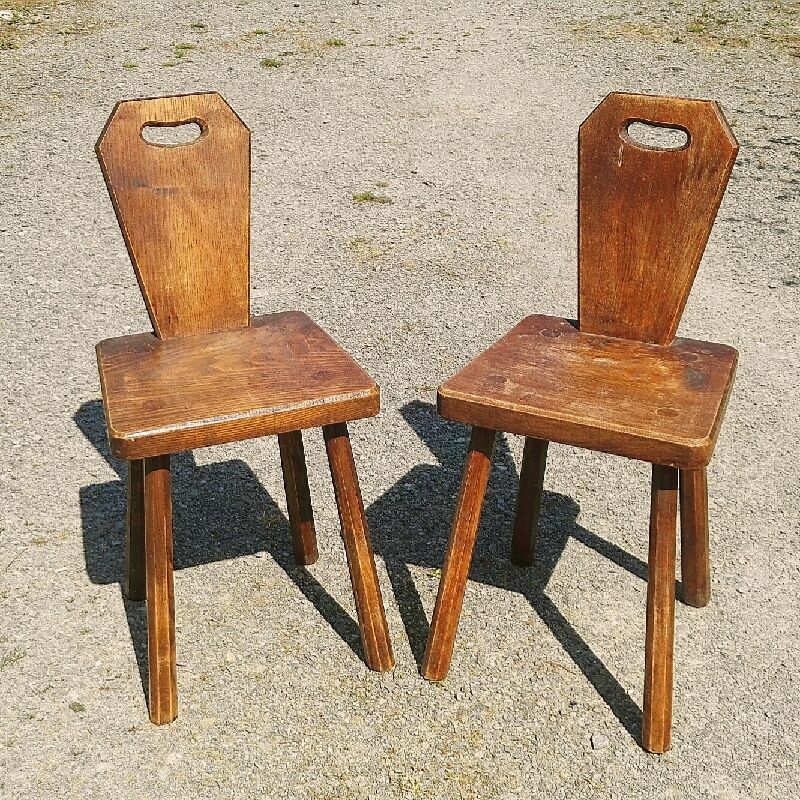 Pair of brutalist chair wood vintage