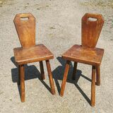 Pair of brutalist chair wood vintage