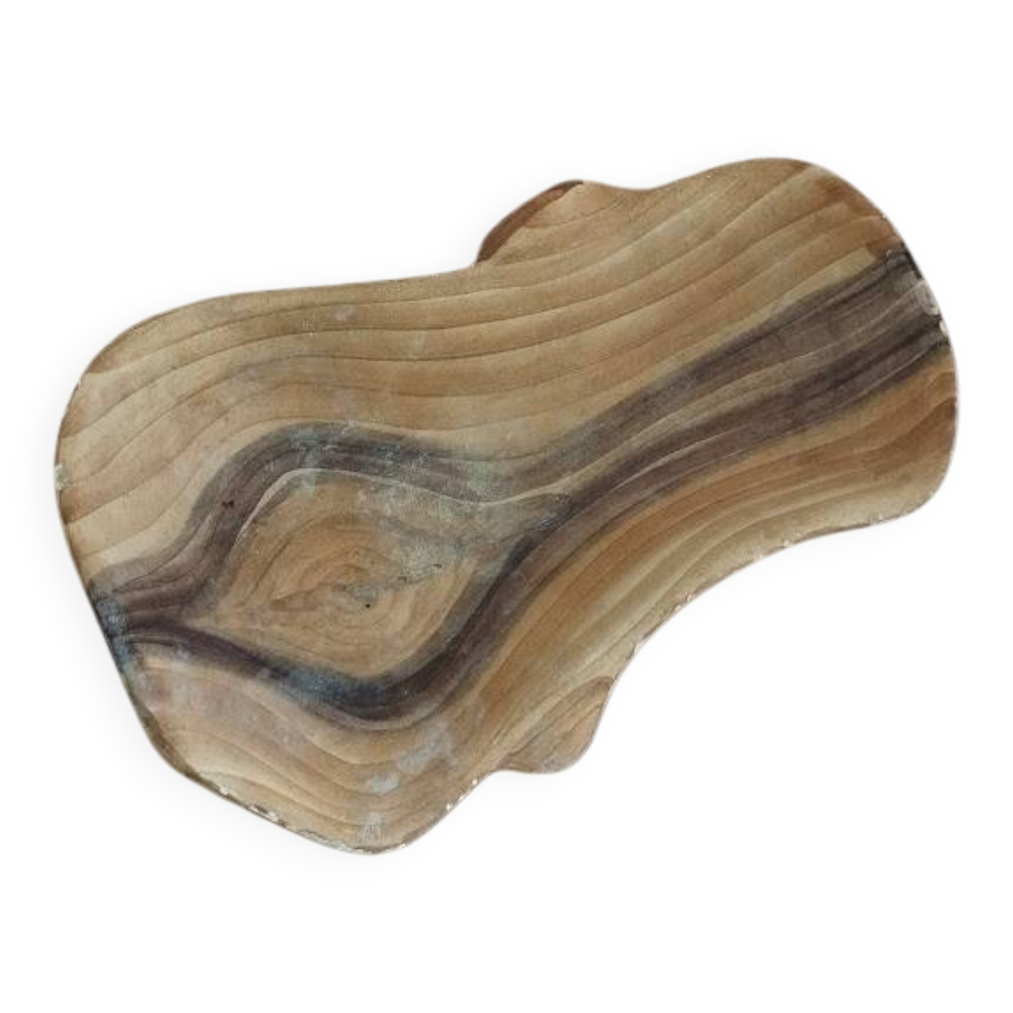 Vallauris catchall – Wood imitation enamel – Organic shape – 1950s–60s