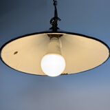 Industrial British Dark Blue Enamel Factory Pendant Lamp, 1950s