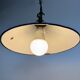 Industrial British Dark Blue Enamel Factory Pendant Lamp, 1950s
